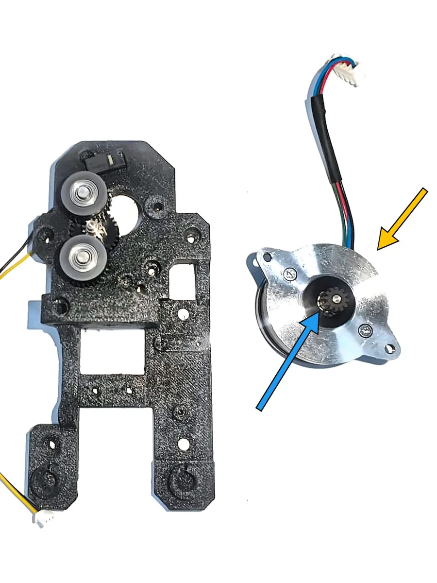Step 11, preparing the motor: Take the extruder stepper motor (K).