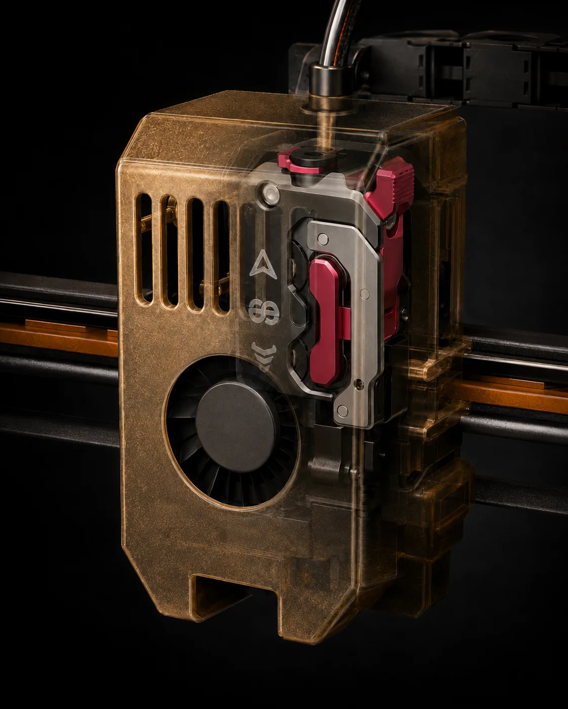 QALAM DXC dual-drive extruder and toolhead on the CoreXY gantry