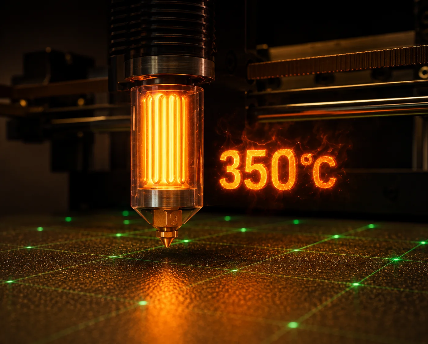 Close-up of the QALAM 350 °C all-metal hotend
