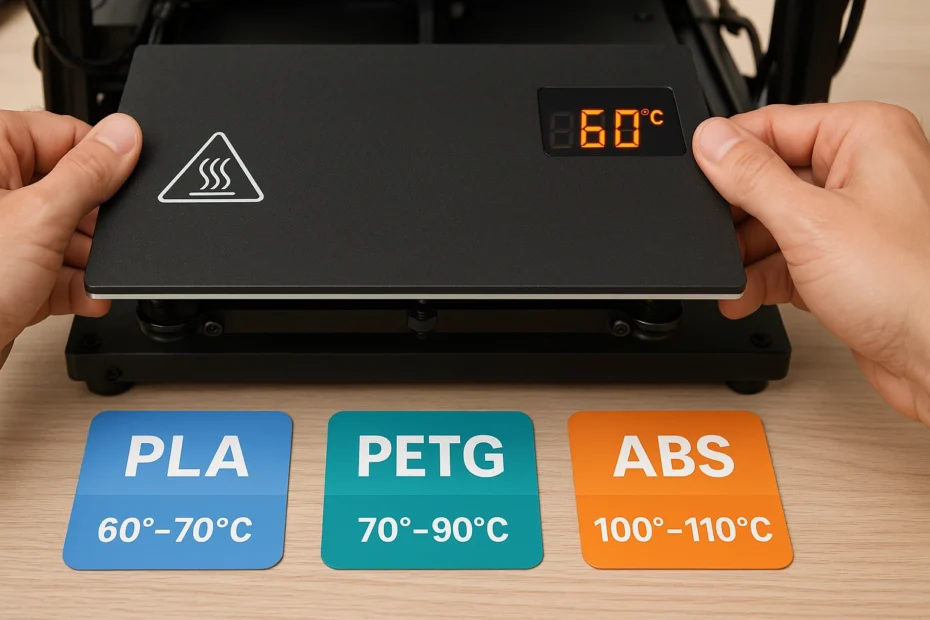 Best Build Plate Temperatures for PLA, PETG and ABS